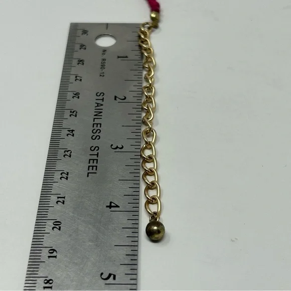 Chico's Boho Pink, Red and Orange Long Necklace with Gold Tone Heart and Tassel - Picture 6 of 6